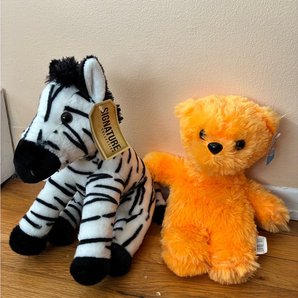 Signature Black and White Zebra with Orange Teddy Bear
